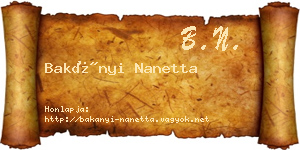Bakányi Nanetta névjegykártya